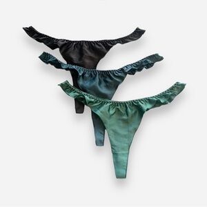 New 3pk Large satin thong panty lot